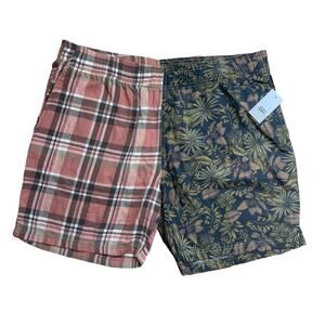 Bp Men’s Plaid Patchwork Floral Casual Shorts Elastic Waist Size XL